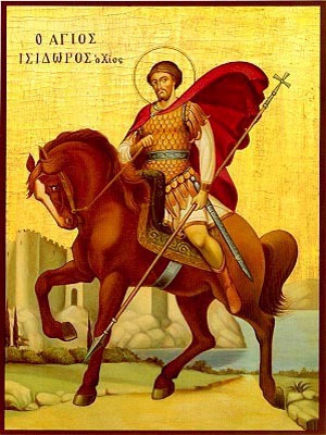 SAINT ISIDORE, MARTYR,OF CHIOS, GREECE, ON HORSEBACK