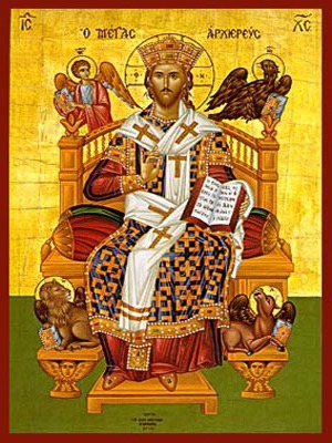 CHRIST BLESSING, GREAT HIGH PRIEST, ENTHRONED