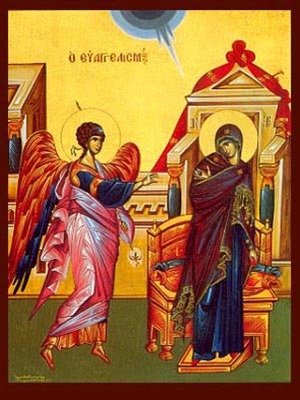 ANNUNCIATION - Icon Print on Paper, 6×9cm / 2,4×3,6in
