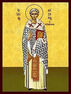 SAINT LAZARUS, THE FOUR DAYS DEAD, BISHOP OF KITION, CYPRUS - Icon Print on Paper, 6×9cm / 2,4×3,6in