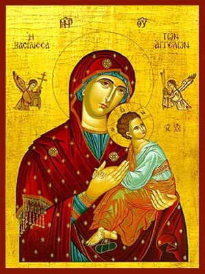 VIRGIN AND CHILD, QUEEN OF ANGELS - Icon Print on Paper, 20×26cm / 8×10,4in