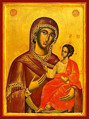 VIRGIN AND CHILD, HODEGETRIA - Icon Print on Paper, 14×20cm / 5,6×8in