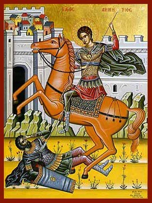 SAINT DEMETRIUS THE MYRRH-GUSHER, ON HORSEBACK