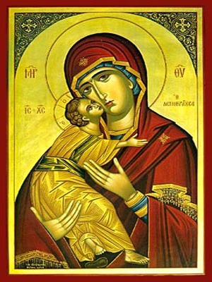 VIRGIN AND CHILD, SWEET KISSING - Icon Print on Paper, 14×20cm / 5,6×8in
