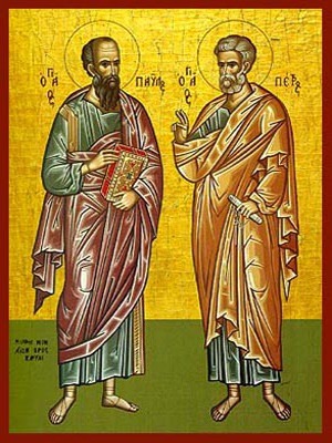 HOLY APOSTLES PETER AND PAUL, FULL BODY - Icon Print on Paper, 14×20cm / 5,6×8in