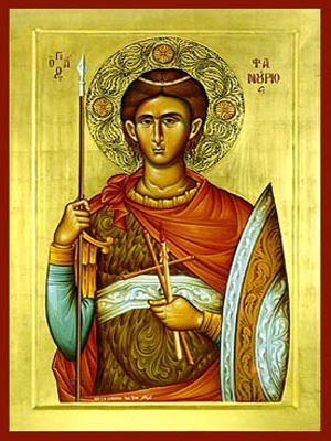 SAINT PHANURIUS, THE GREAT MARTYR - Icon Print on Paper, 4x5cm / 1,6x2in