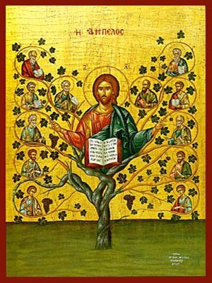 CHRIST, THE VINE-TREE - Icon Print on Paper, 6×9cm / 2,4×3,6in