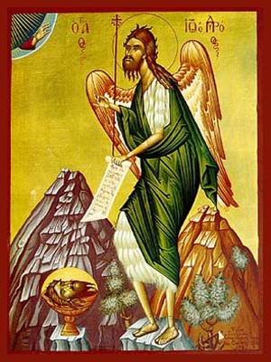 SAINT JOHN THE FORERUNNER, BIRD OF DESERT - Icon Print on Paper, 14×20cm / 5,6×8in