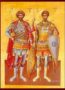 SAINTS THEODORES THE GREAT MARTYRS, TYRO AND STRATELATES, FULL BODY - Icon Print on Paper, 10×14cm / 4×5,6in