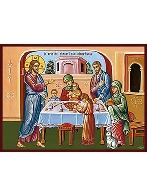 JESUS CHRIST BLESSING THE FAMILY - Icon Print on Paper, 9×6cm / 3,6×2,4in