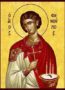 SAINT PHANURIUS, THE GREAT MARTYR, WITH PIE - Icon Print on Paper, 6×9cm / 2,4×3,6in