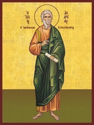 SAINT ANDREW THE APOSTLE, THE FIRST-CALLED, FULL BODY - Icon Print on Paper, 10×14cm / 4×5,6in