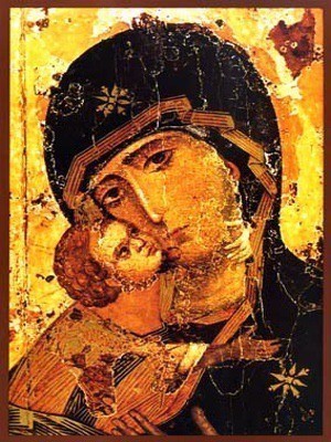 VIRGIN AND CHILD, SWEET KISSING, VLADIMIR, DETAIL - Icon Print on Paper, 20×26cm / 8×10,4in