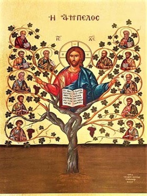 CHRIST, THE VINE-TREE - Silkscreen on Cotton Canvas, 14×20cm / 5,6×8in