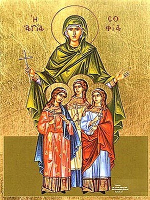 SAINTS SOPHIA AND DAUGHTERS, FAITH, HOPE AND LOVE, FULL BODY - Silkscreen on Cotton Canvas, 6×9cm / 2,4×3,6in