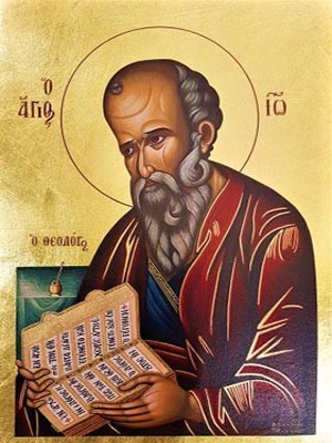 APOSTLE ΑΝD EVANGELIST SAINT JOHN THE THEOLOGIAN - Silkscreen on Cotton Canvas, 4x5cm / 1,6x2in