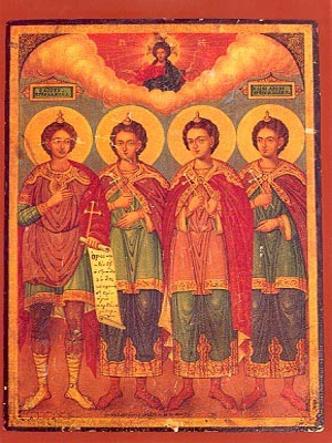 THREE HOLY YOUTHS, ANANIAS, AZARIAS AND MISAEL, WITH HOLY PROPHET DANIEL, FULL BODY