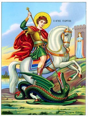 SAINT GEORGE THE GREAT MARTYR, ON HORSEBACK - Icon Print on Paper, 50x70cm / 19,7x27,6in