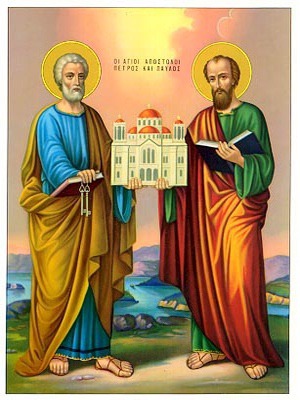 HOLY APOSTLES PETER AND PAUL, FULL BODY - Icon Print on Paper, 14×20cm / 5,6×8in