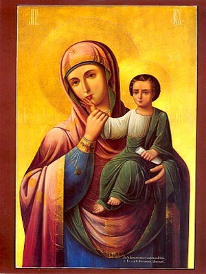 VIRGIN AND CHILD, PARAMYTHIA - Icon Print on Paper, 14×20cm / 5,6×8in