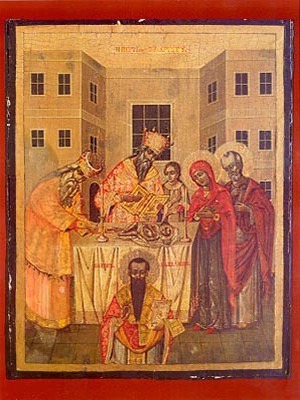 CIRCUMCISION OF CHRIST, AND SAINT BASIL THE GREAT - Icon Print on Paper, 6×9cm / 2,4×3,6in