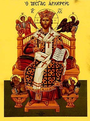 CHRIST BLESSING, GREAT HIGH PRIEST, ENTHRONED