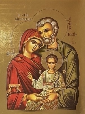 HOLY FAMILY - Gilded Print on Paper, 10×14cm / 4×5,6in