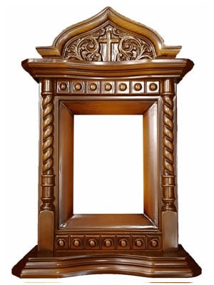 carved frame with patina-dark color