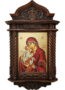 carved wooden icon with patina-dark color